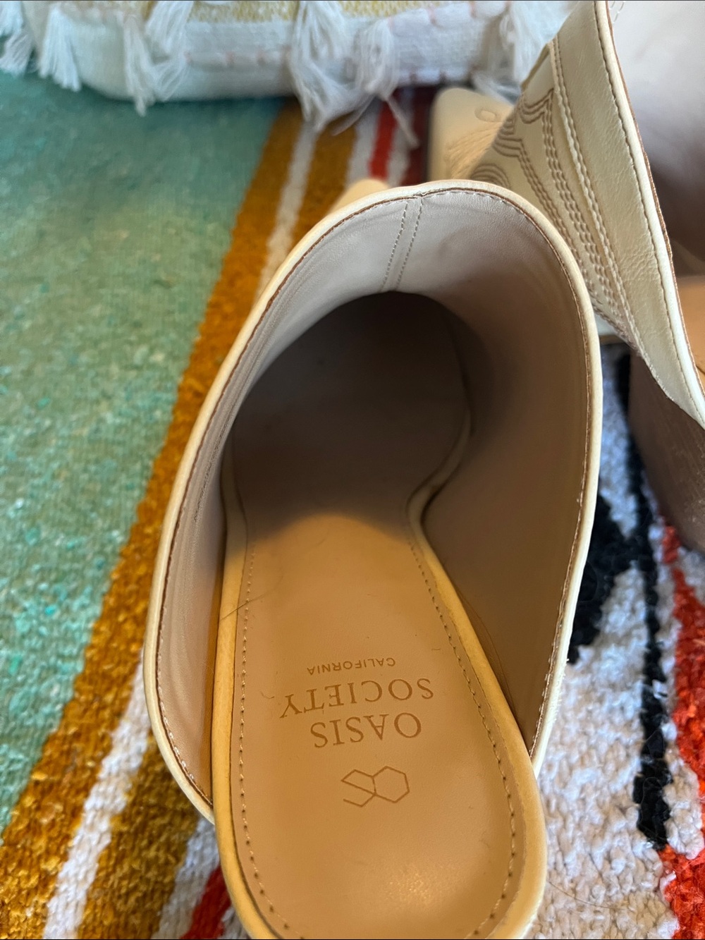 Oasis Society Cream Pointed-Toe Heeled Mule Boots - Picture 7 of 10